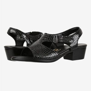 SAS women’s Suntimer Comfort Heeled Sandal in black croc size 9